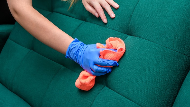 spot cleaning a velvet sofa