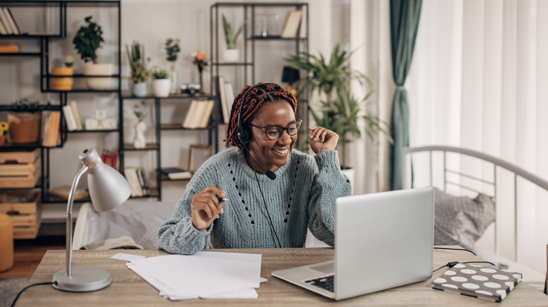 Woman in home office