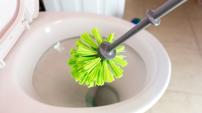 Green toilet brush