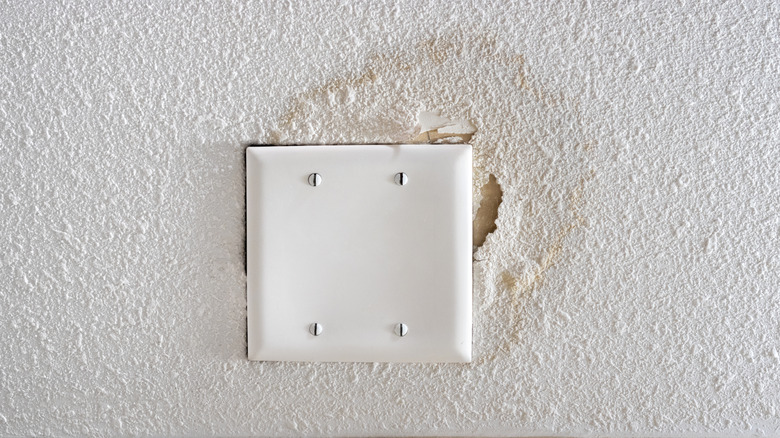 Water damage stain on popcorn ceiling