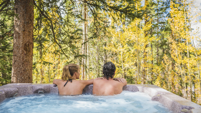 Man and woman in hot tub