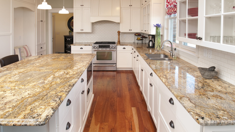 kitchen with marble countertops