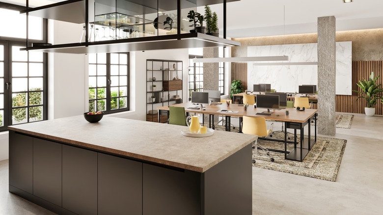 Modern kitchen with concrete island