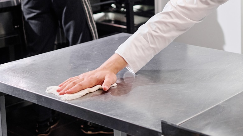 Cleaning stainless steel counter