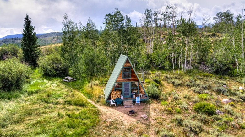 secluded A-Frame cabin