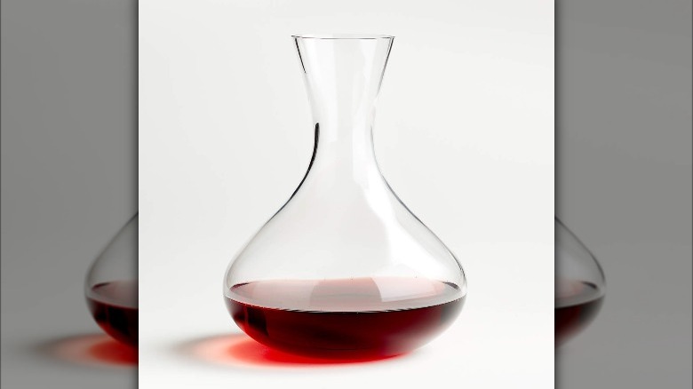 modern wine decanter with wine