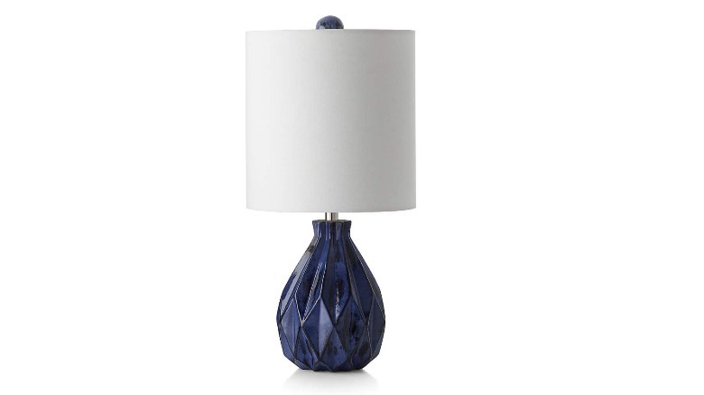 blue lamp with white shade