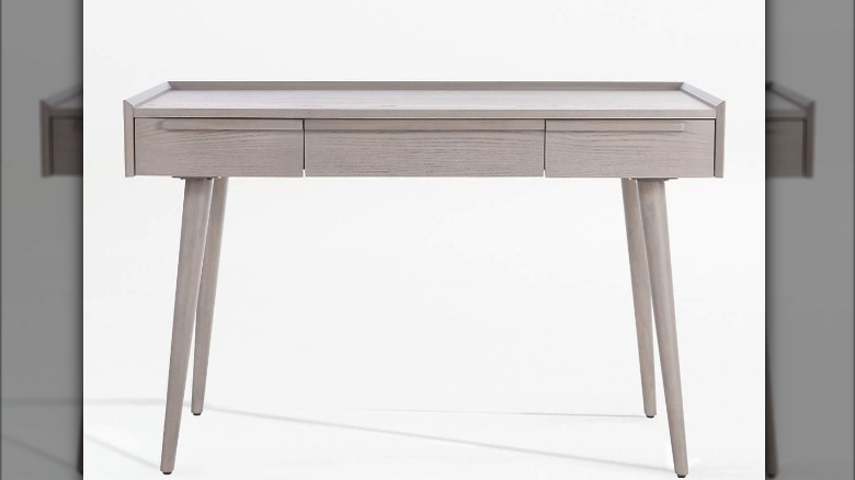 sleek gray desk with legs