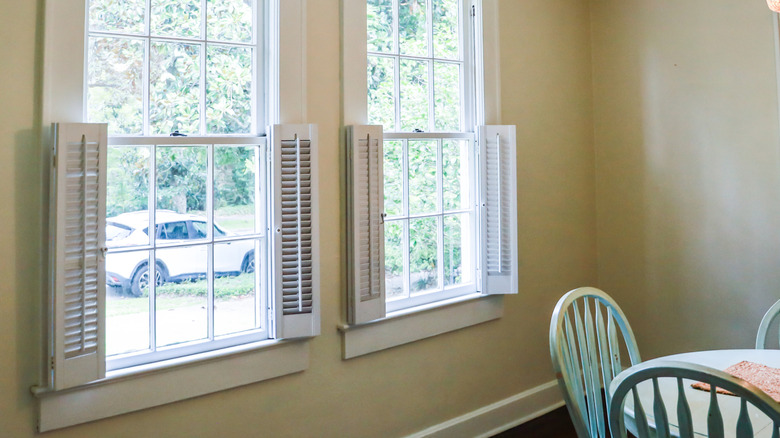 Dining room with cafe shutters