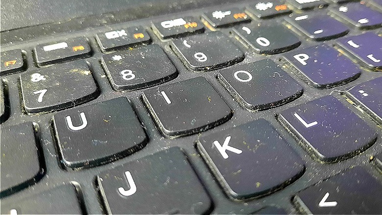 Up-close look at dirty keyboard