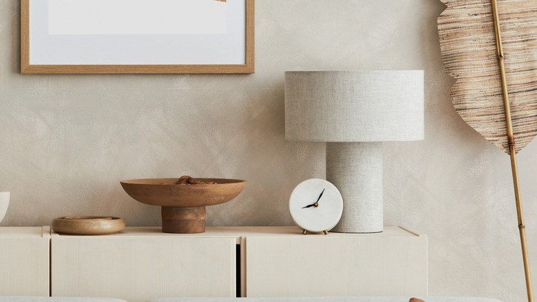 Gray lamp on beige table