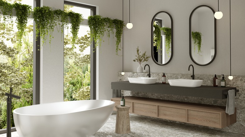 stylish bathroom with plants