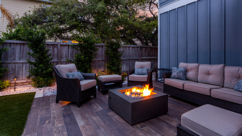 Backyard with fire pit