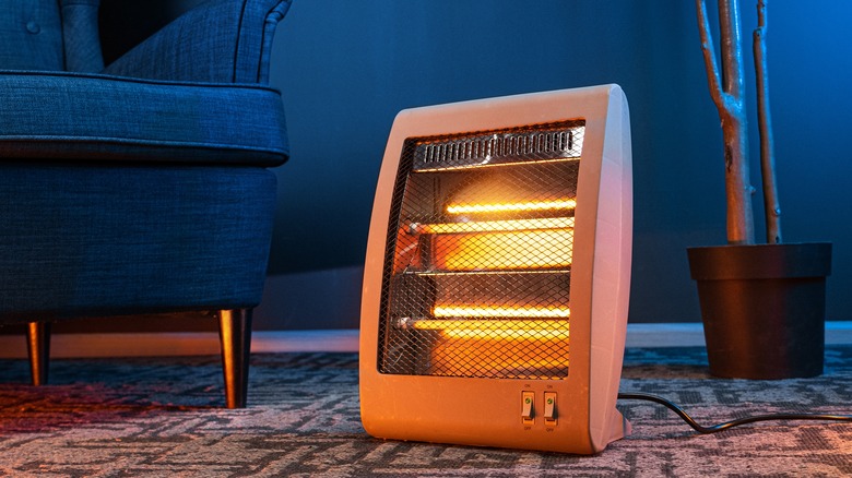 small space heater in operation