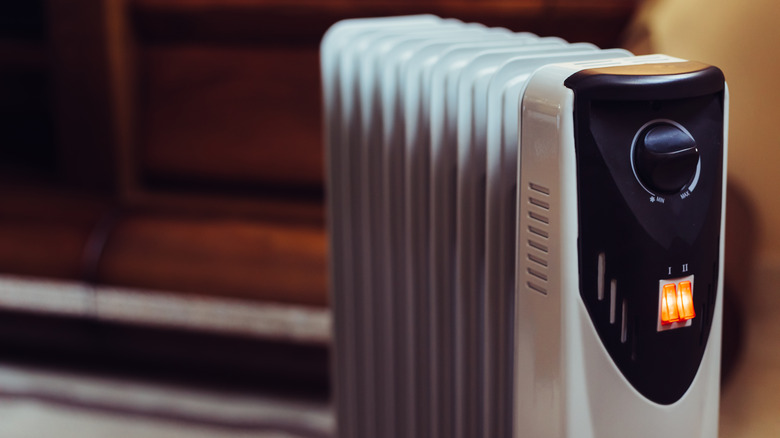 electric radiator operating in a room