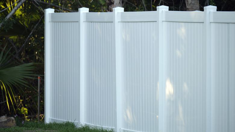 A section of plastic lumber fencing