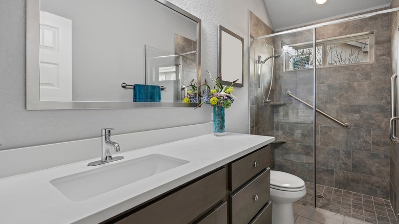 Bathroom vanity with white countertops