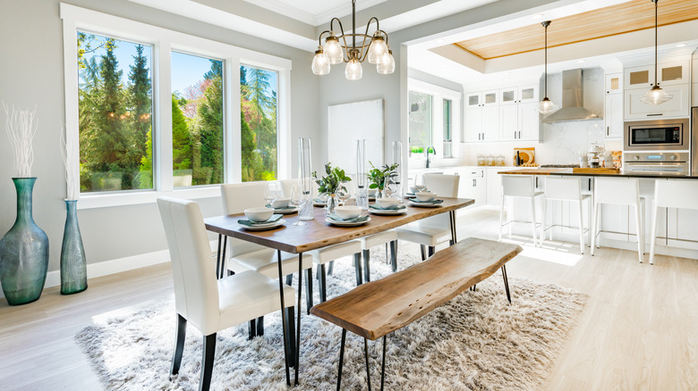 Bright farmhouse style dining area