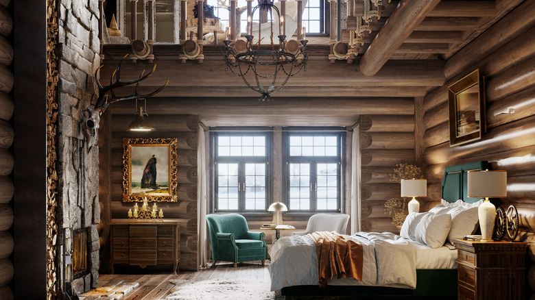 Rustic bedroom hunting lodge style