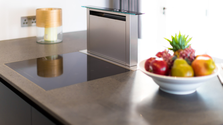 downdraft cooktop on kitchen island