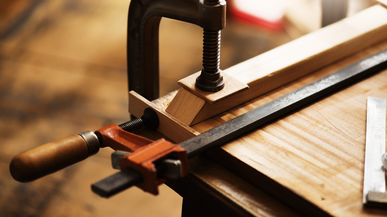 Glued and clamped workpieces