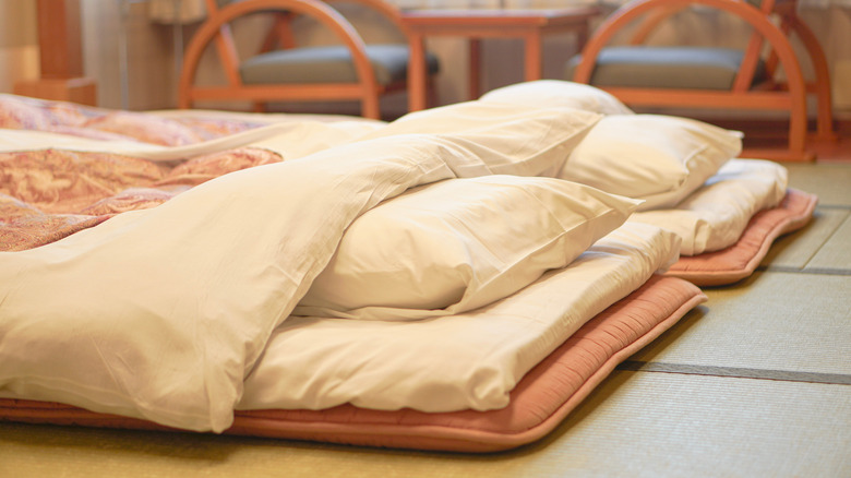 Futons on top of tatami mats