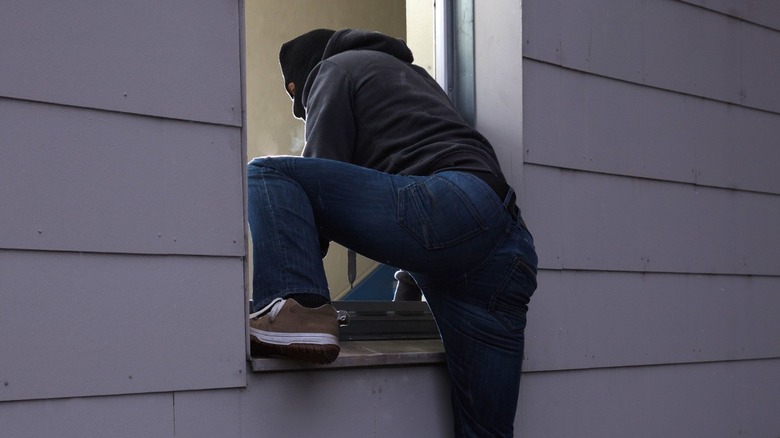 burglar breaking in through window