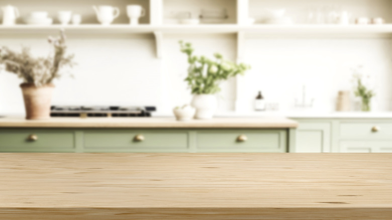 wood countertops in kitchen