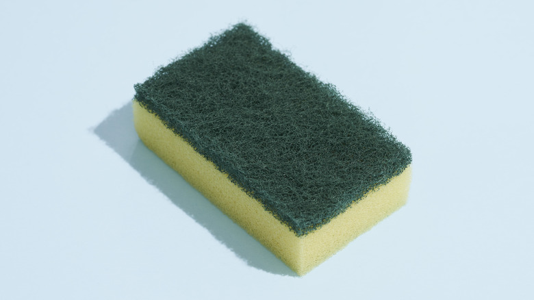 Sponge with scrub side up