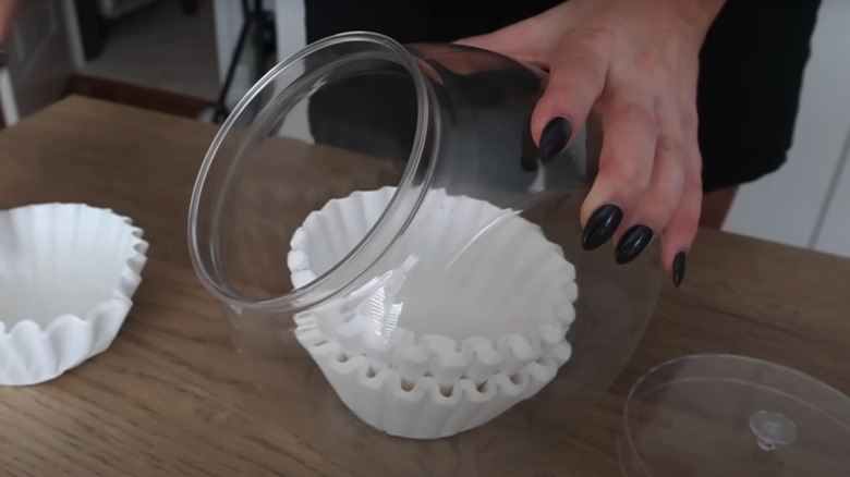 Storing coffee filters in a candy jar