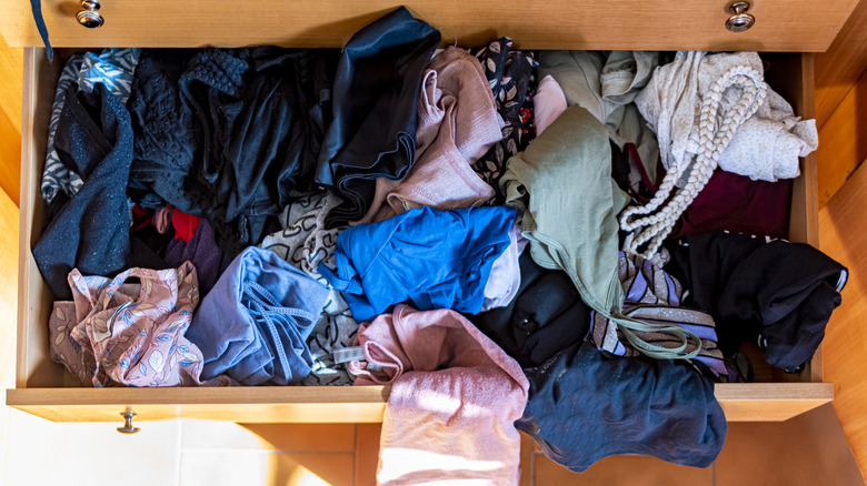 Messy clothing drawer