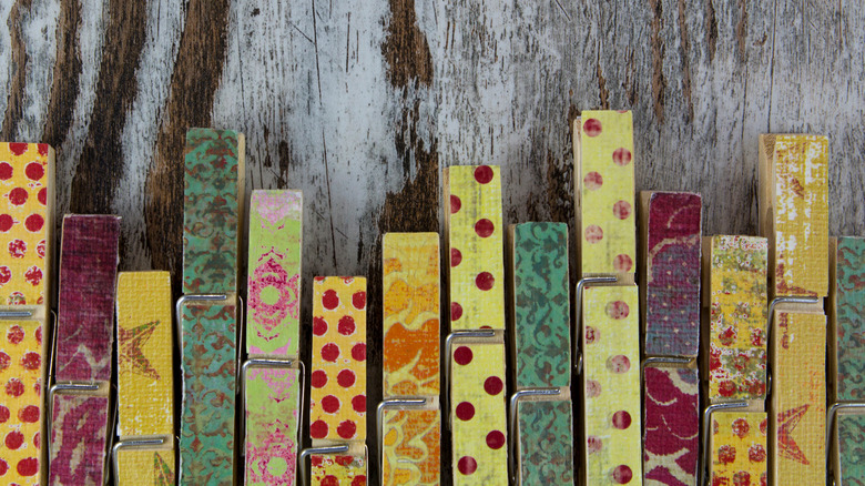 colorful clothespins with patterns