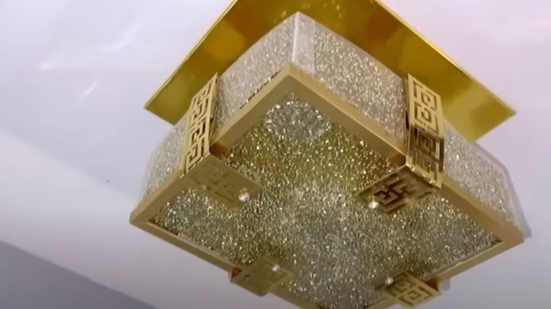 Gold sparkle ceiling light fixtture