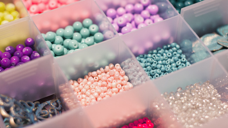 Colorful beads in container