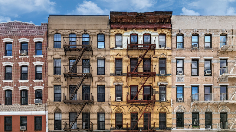 apartment buildings with fire escapes