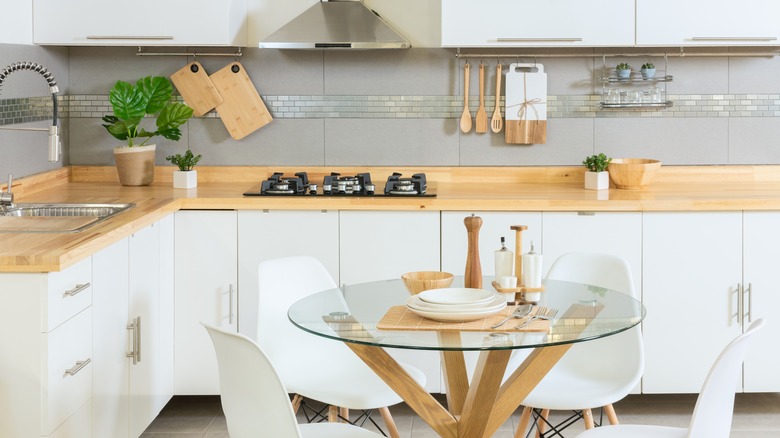 Bamboo countertops in kitchen