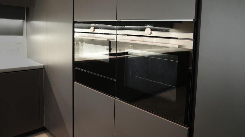 Oven and matte black cabinets 