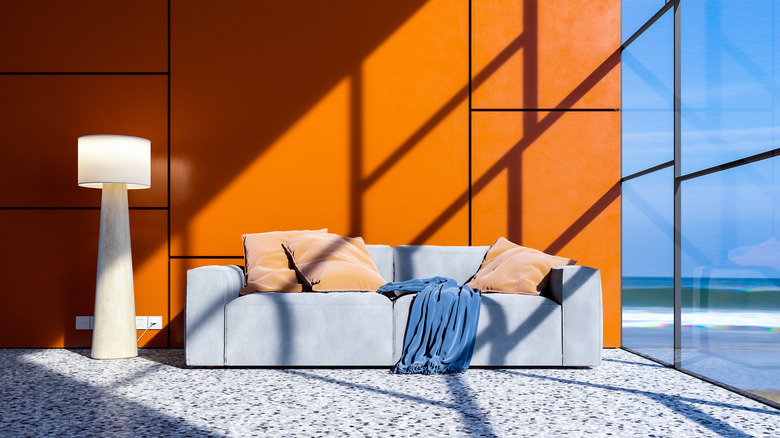 iving room with Terrazzo flooring