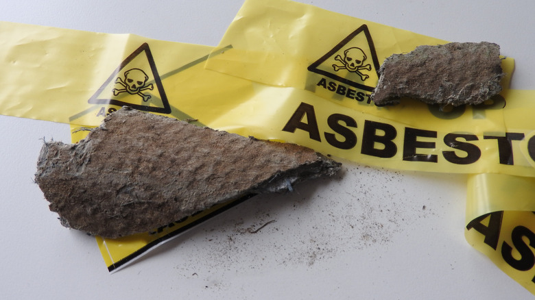 asbestos with yellow tape