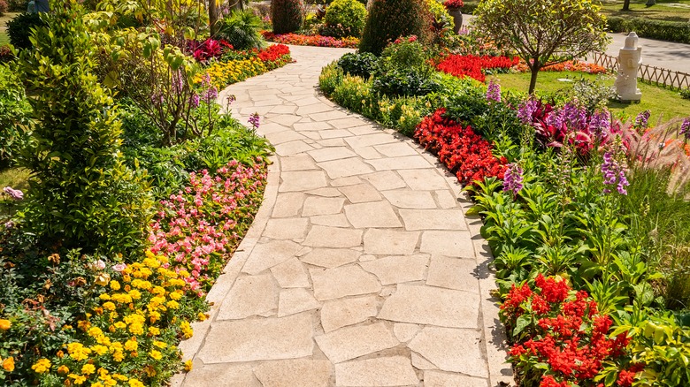 Walkway with flowers