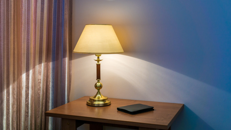 lamp on table