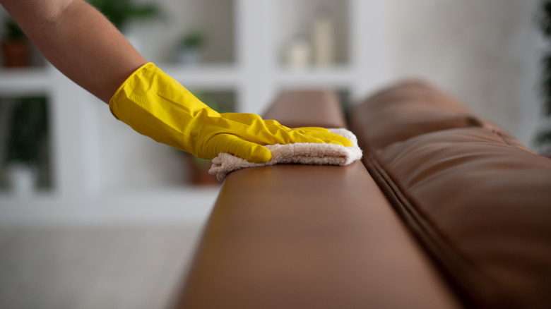 cleaning leather sofa