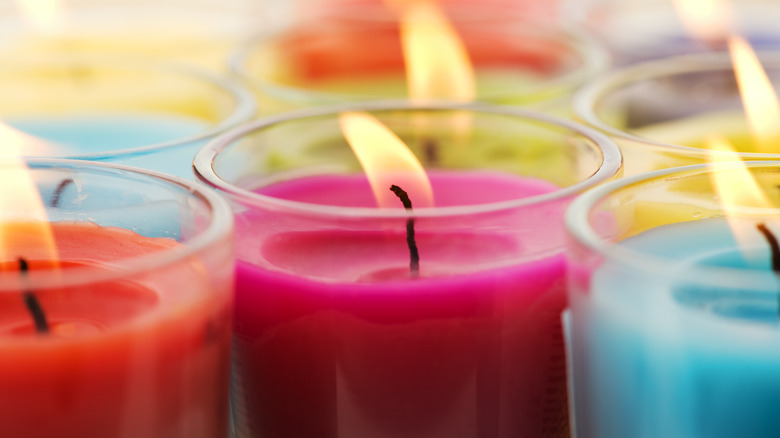 lit colorful candles