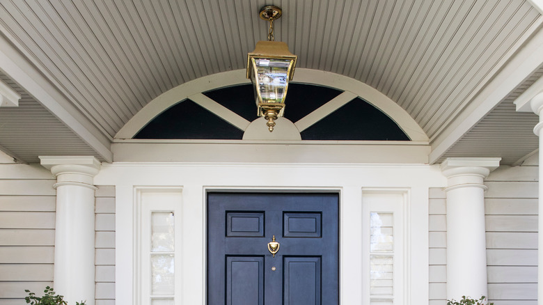 exterior light hanging over door