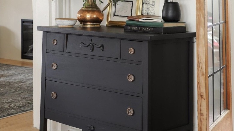 Black painted buffet table