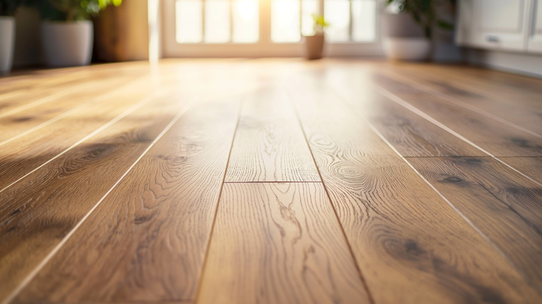 Close up of a hardwood floor that has been sealed to protect it