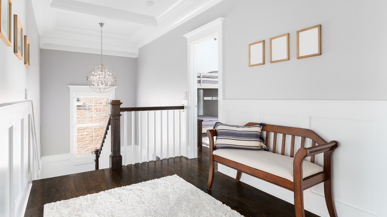 Upstairs landing with board and batten wainscoting