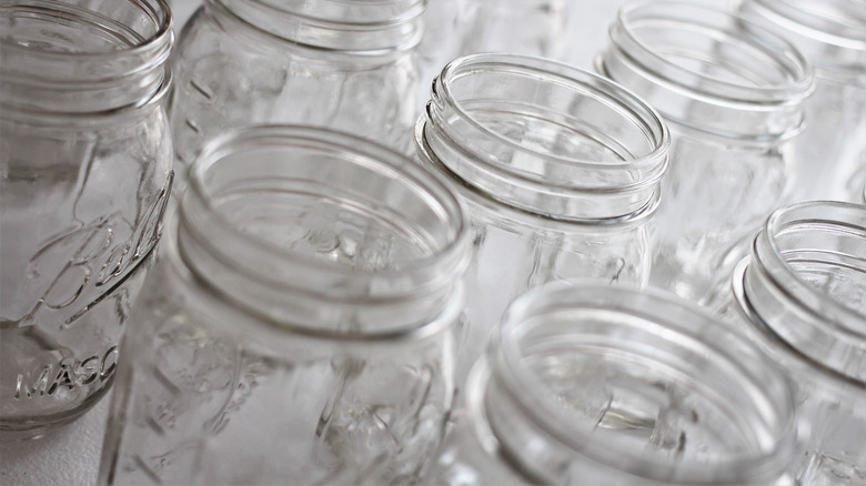 Rows of Mason jars