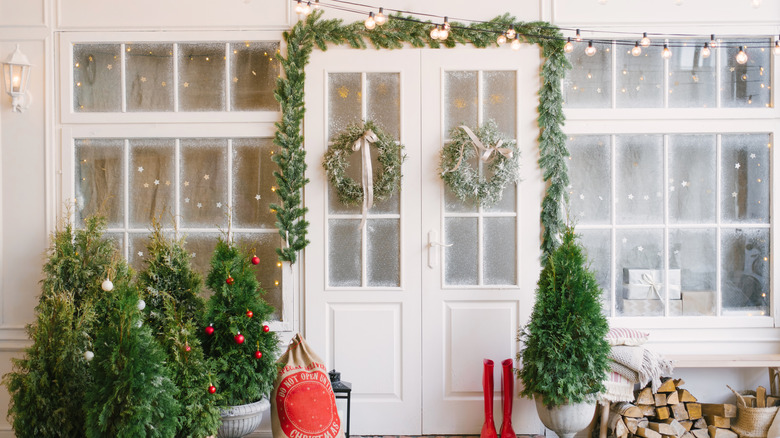 Garland on exterior door 