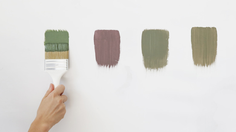 Paint swatches on a wall